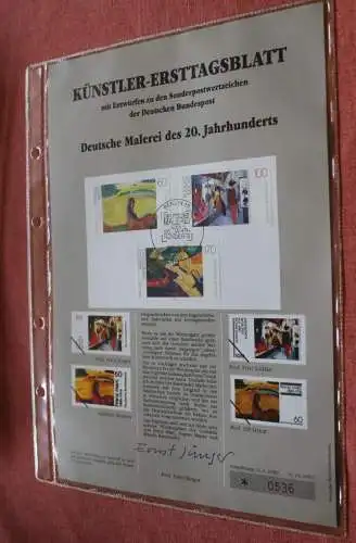 Deutschland, Künstler-Ersttagsblatt 1992: Malerei des 20. Jahrhunderts, MiNr 1617-19