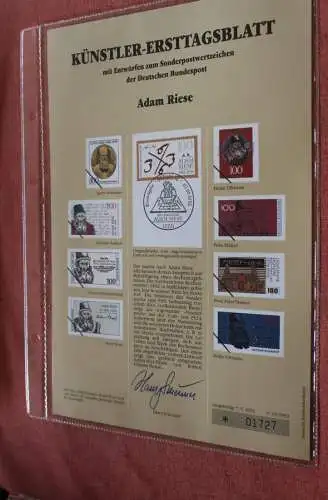 Deutschland, Künstler-Ersttagsblatt 1992: Adam Riese, MiNr 1612