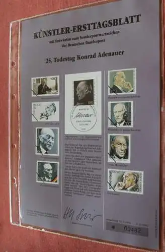 Deutschland, Künstler-Ersttagsblatt 1992: Konrad Adenauer, MiNr 1601