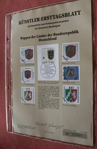 Deutschland, Künstler-Ersttagsblatt 1992: Wappen der Länder -Baden-Württemberg, MiNr 1586