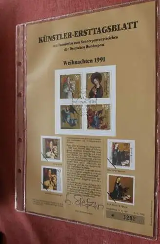 Deutschland, Künstler-Ersttagsblatt 1991: Weihnachten 1991, MiNr 1578-81