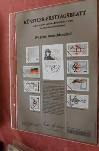 Deutschland, Künstler-Ersttagsblatt 1991: 150 Jahre Deutschlandlied; MiNr 1555