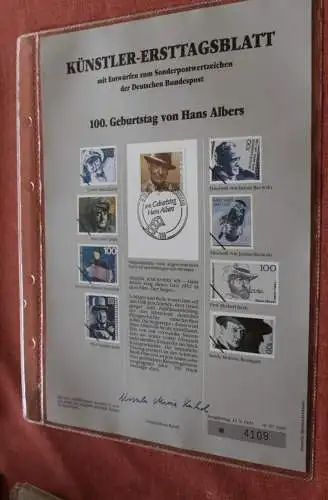 Deutschland, Künstler-Ersttagsblatt 1991: Hans Albers; MiNr 1561