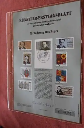 Deutschland, Künstler-Ersttagsblatt 1991: Max Reger, Komponist,  MiNr 1529