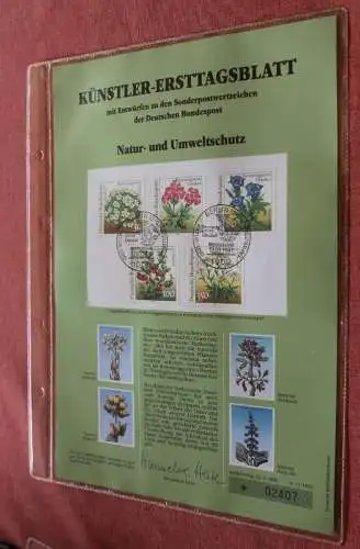 Deutschland, Künstler-Ersttagsblatt 1991:Natur- und Umweltschutz, Rennsteiggarten Oberhof,  MiNr 1505-09