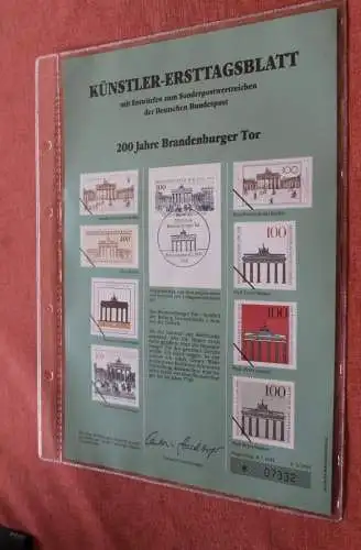Deutschland, Künstler-Ersttagsblatt 1991: 200 Jahre Brandenburger Tor,  MiNr 1492