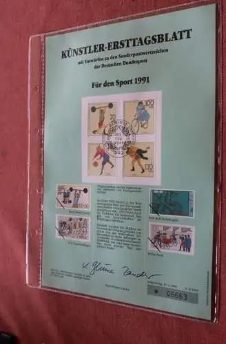 Deutschland, Künstler-Ersttagsblatt 1991: Für den Sport 1991; MiNr 1499-1502