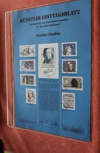 Deutschland, Künstler-Ersttagsblatt 1990: Matthias Claudius; MiNr 1473