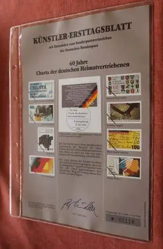 Deutschland, Künstler-Ersttagsblatt 1990: Charta der deutschen Heimatvertriebenen; MiNr 1470