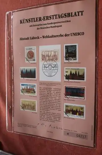 Deutschland, Künstler-Ersttagsblatt 1990: Altstadt Lübeck - Weltkulturerbe der UNESCO; MiNr 1447