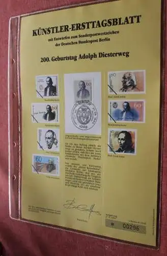 Berlin, Künstler-Ersttagsblatt 1990: Adolph Diesterweg; Post; MiNr 879