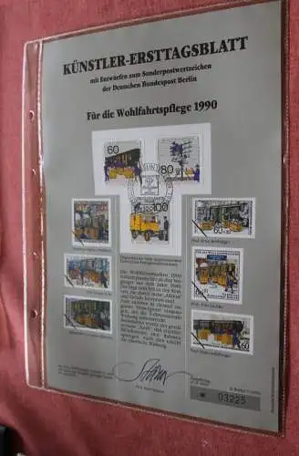 Berlin, Künstler-Ersttagsblatt 1990: Für die Wohlfahrtspflege 1990; Post; MiNr 876-78