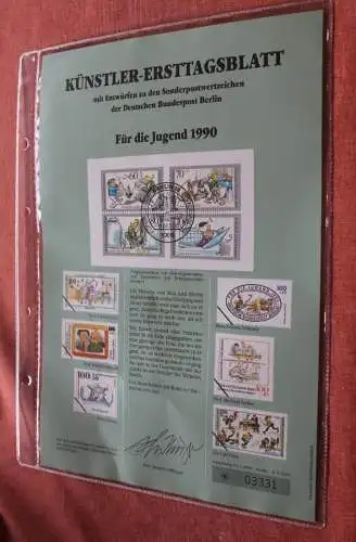 Berlin, Künstler-Ersttagsblatt 1990: Für die Jugend 1990; Wilhelm Busch; MiNr 868-91