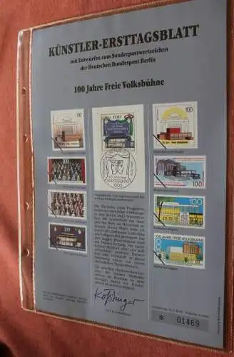 Berlin, Künstler-Ersttagsblatt 1990: Freie Volksbühne; MiNr 866