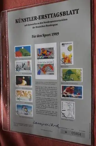 Deutschland, Künstler-Ersttagsblatt 1989: Für den Sport 1989; MiNr 1408-09