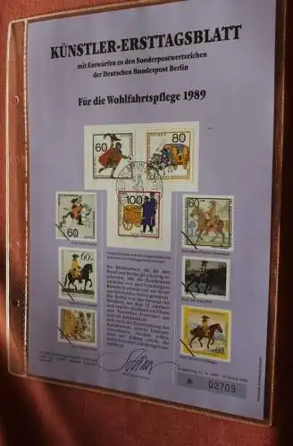Berlin, Künstler-Ersttagsblatt 1989: Für die Wohlfahrtspflege 1989; Postbeförderung; MiNr 852-54