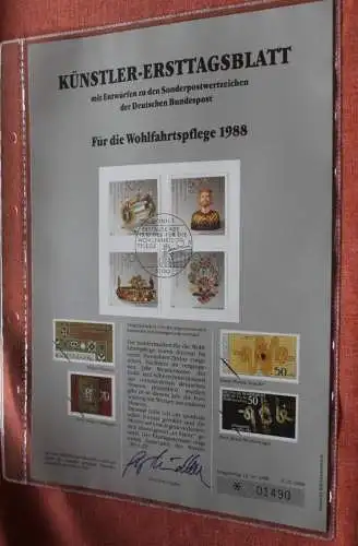 Deutschland, Künstler-Ersttagsblatt 1988: Für die Wohlfahrtspflege 1988, MiNr 1383-86