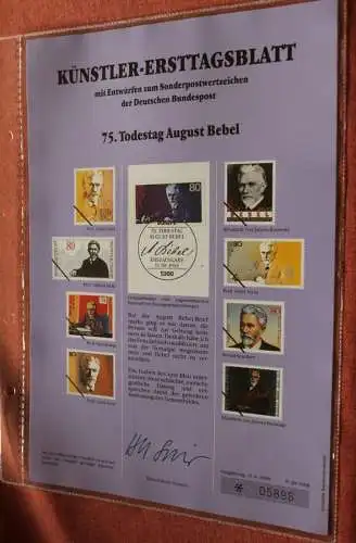 Deutschland, Künstler-Ersttagsblatt 1988: August Bebel, MiNr 1382