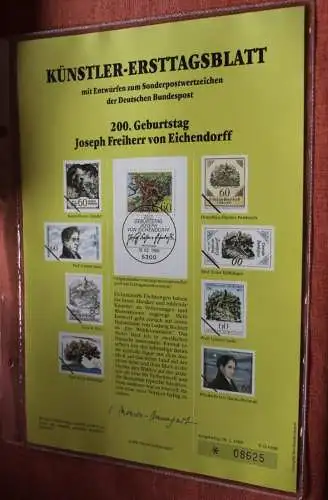 Deutschland, Künstler-Ersttagsblatt 1988: Joseph Freiherr von Eichendorff, MiNr 1356