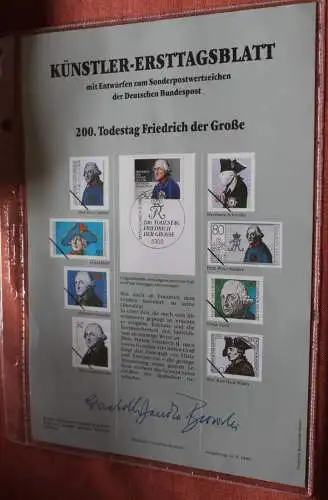 Deutschland, Künstler-Ersttagsblatt 1986: Friedrich der Große, MiNr 1292