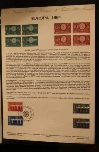 Frankreich EUROPA - CEPT 1984, Offizielles Ersttagsblatt, Document Philatelique Officiel  13-84