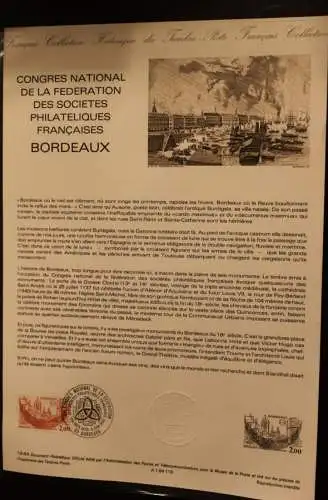 Frankreich 1984;Nationaler Kongress der Philatelisten Bordeaux, Document Philatelique Officiel; 19-84