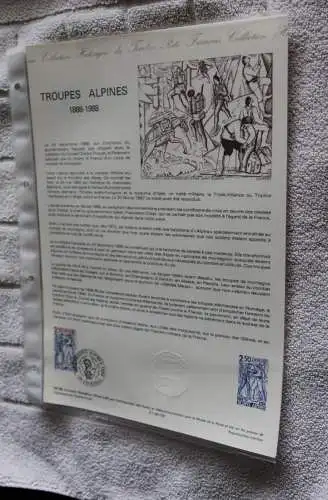 Frankreich 1988; Gebirgstruppen, Troupes Alpines; Offizielles Ersttagsblatt, Document Philatelique  Officel, Nr 28-88