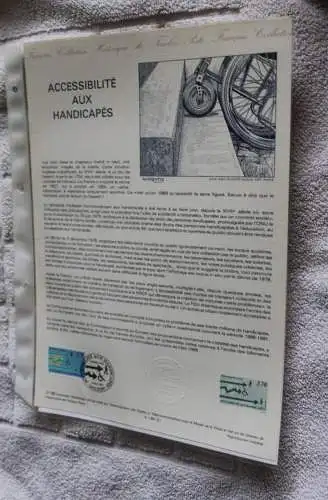 Frankreich 1988; Accessibilite aux Handicapes; Offizielles Ersttagsblatt, Document Philatelique  Officel, Nr 21-88
