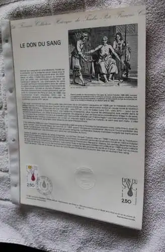 Frankreich 1988; Blut spenden, Le don du Sang; Offizielles Ersttagsblatt, Document Philatelique  Officel, Nr 14-88