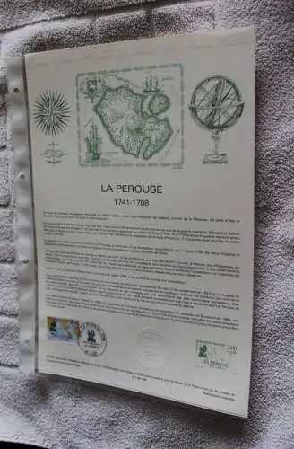 Frankreich 1988; La Perouse; Offizielles Ersttagsblatt, Document Philatelique  Officel, Nr 09-88