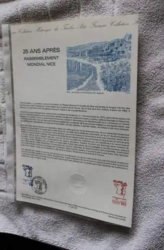 Frankreich 1987; Weltvereinigung Nizza; Offizielles Ersttagsblatt, Document Philatelique  Officel, Nr 28-87