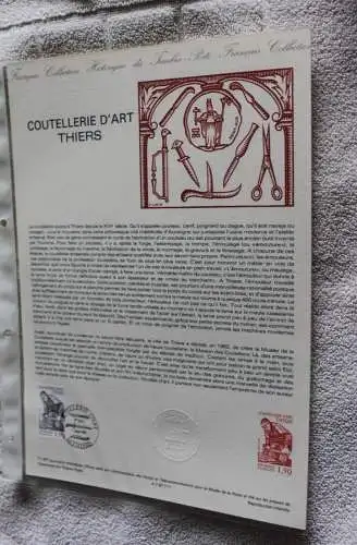 Frankreich 1987; Messerschmiedehandwerk; Coutellerie D'Art Thiers, Offizielles Ersttagsblatt, Nr 11-87