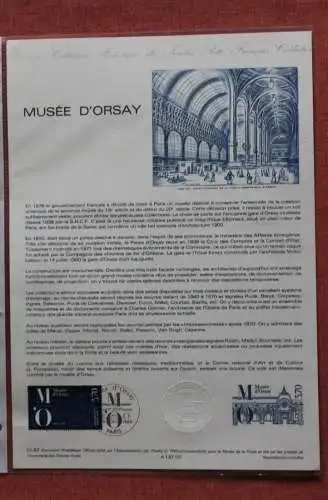 Frankreich 1987; Musee D'Orsay, Offizielles Ersttagsblatt, Nr 01-87