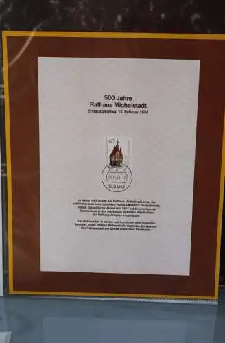 Deutschland 1984; 500 Jahre Rathaus Michelstadt, MiNr  1200, Kalenderblatt der Deutsche Post