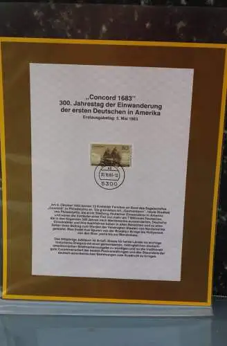 Deutschland 1983; Concord 1683 Einwanderung Deutscher in Amerika, MiNr  1180, Kalenderblatt der Deutsche Post