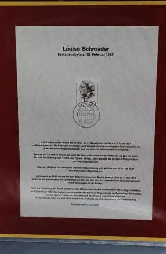 Berlin 1987; Louise Schroeder,  MiNr  779; Kalenderblatt der Deutsche Post 1987