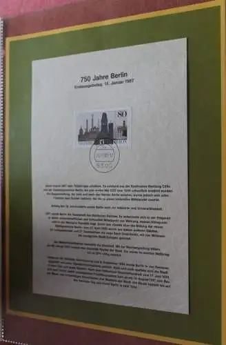 Berlin 1987; 750 Jahre Berlin,  MiNr  776; Kalenderblatt der Deutsche Post 1987