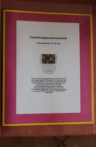 Deutschland 1981; Entwicklungszusammenarbeit; MiNr 1103; Kalenderblatt der Deutsche Post 1981