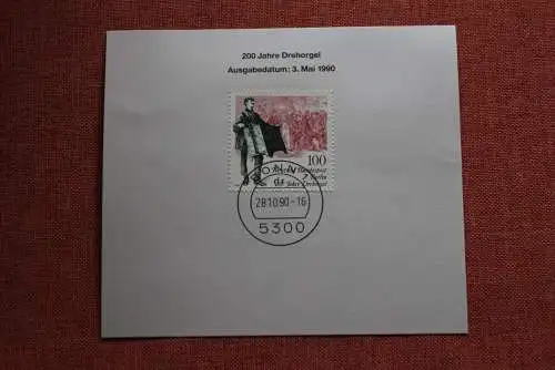 Deutschland; 200 Jahre Drehorgel; Orgelspieler; MiNr 872; Aus dem Kalenderblatt der Deutsche Post 1990