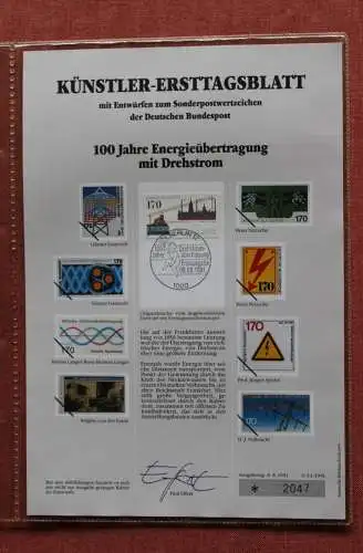 Deutschland, Künstler-Ersttagsblatt 1991: 100 Jahre Drehstrom, MiNr 1557