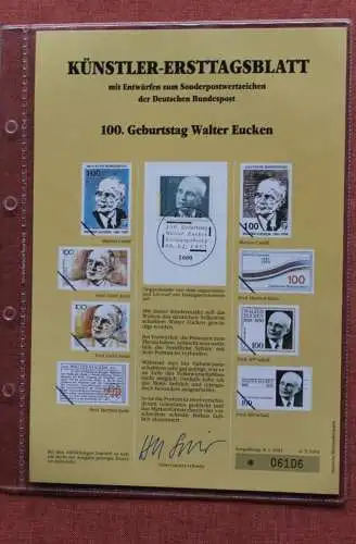 Deutschland, Künstler-Ersttagsblatt 1991: Walter Eucken, MiNr 1494