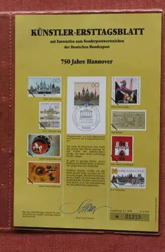 Deutschland, Künstler-Ersttagsblatt 1991: 750 Jahre Hannover, MiNr 1491