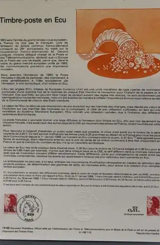 Frankreich, Freimarke mit ECU-Aufdruck 1988; Offizielles Ersttagsblatt; MiNr  2666, Sonderpreis