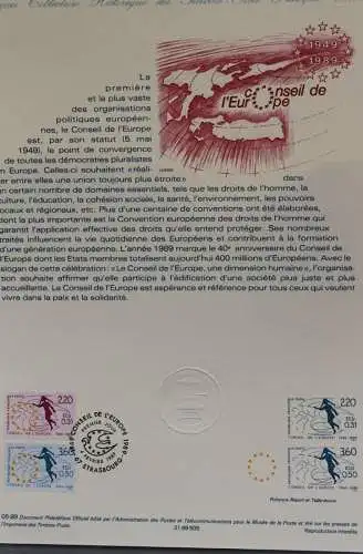 Frankreich, Conseil de l'Europe 1989; Offizielles Ersttagsblatt; MiNr 45-46, Sonderpreis