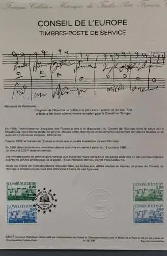 Frankreich, Conseil de l'Europe 1987; Offizielles Ersttagsblatt; MiNr 43-44, Sonderpreis
