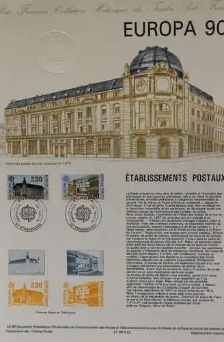 Frankreich, EUROPA - CEPT 1990; Offizielles Ersttagsblatt;  Postgebäude, MiNr 2770-71, Sonderpreis