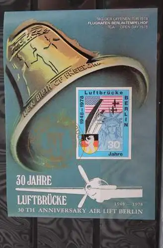 VIGNETTE, Berlin 1978; 30 Jahre Luftbrücke; Airlift Berlin, ungezähnt, gummiert,Goldstempel