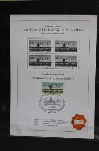 Deutschland - Berlin 1987; Schwarzdruck Automaten-Postwertzeichen Berlin