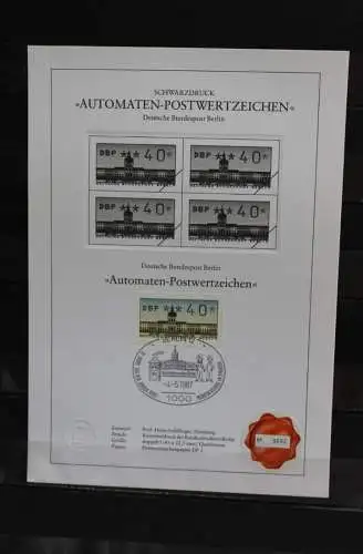 Deutschland - Berlin 1987; Schwarzdruck Automaten-Postwertzeichen Berlin