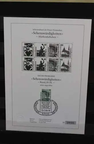 Deutschland 1989; Schwarzdruck: Sehenswürdigkeiten:Zeche Zollern Dortmund, MiNr 1342 D